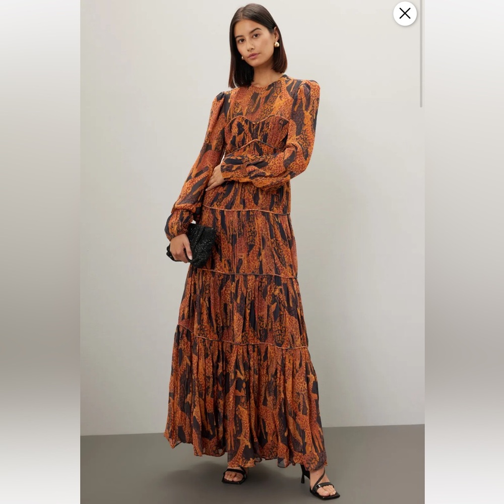 🔥 farm Rio Giraffes Puff Sleeves Maxi DRESS EUC - Picture 3 of 4